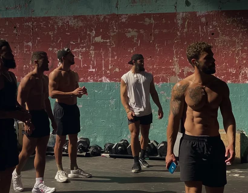 Group workout lifting session in a gym