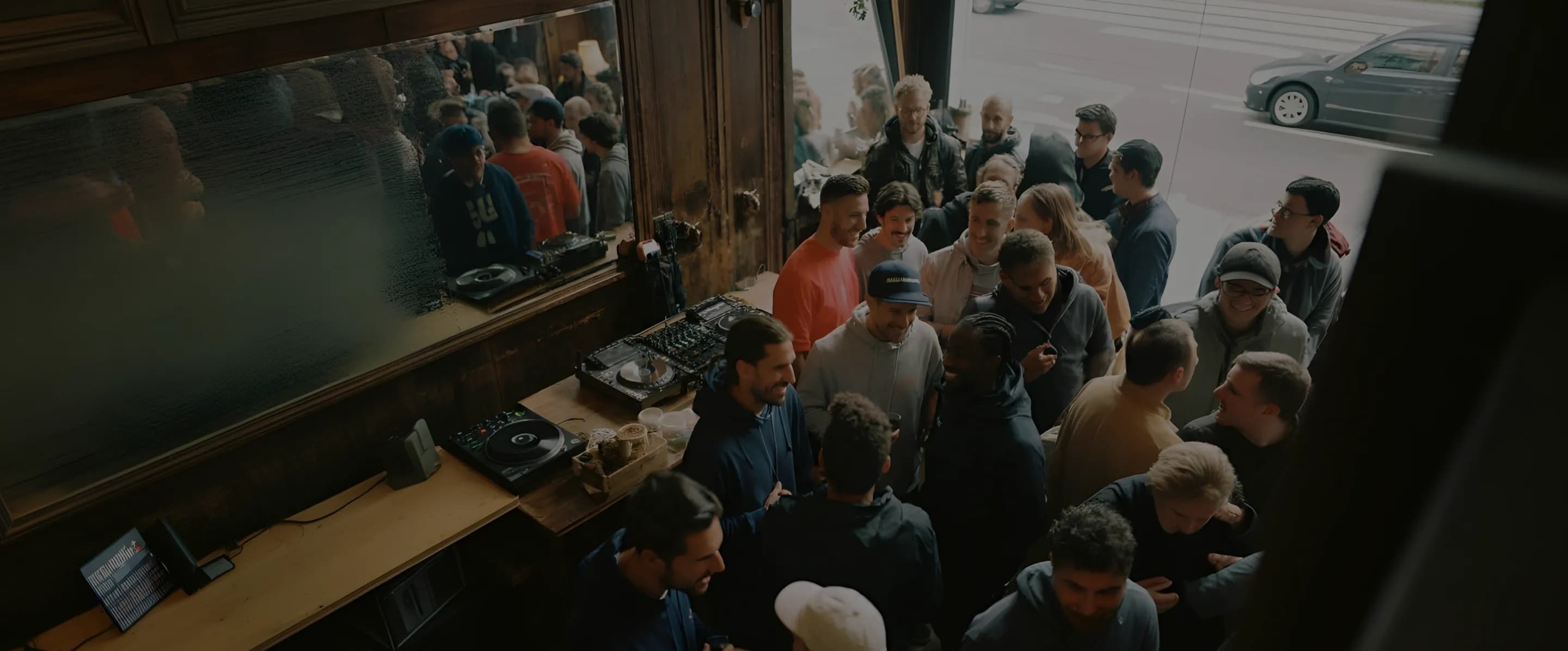 Community gathering outdoors on a Sunday morning